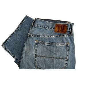 Ralph Lauren Polo Vintage Rare Error Upside‎ Down Leather Patch Mens Jeans 34
